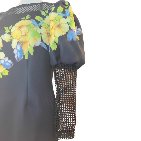 # A286 For Her NYC Cocktail Chic Artistic Glam Black Floral Mesh NWT M - Picture 4 of 7